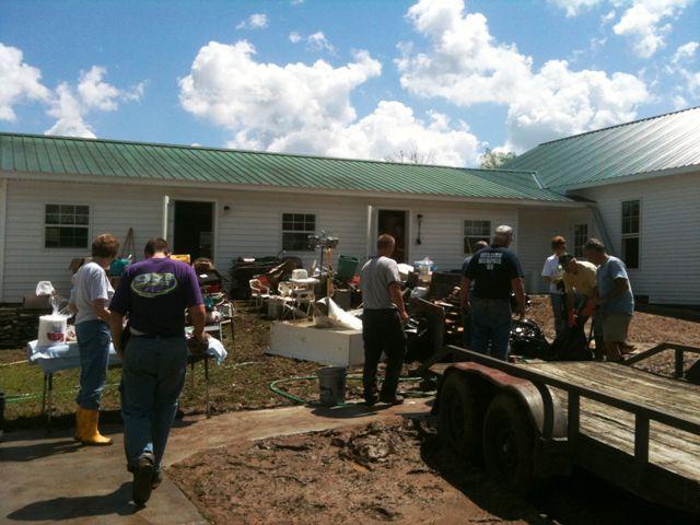 As clean up began on Monday, people from the congregation and community showed up to do their part.  And God blessed with a beautiful, dry day.