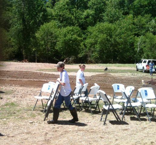 One of our teens at work on some of our new folding chairs.