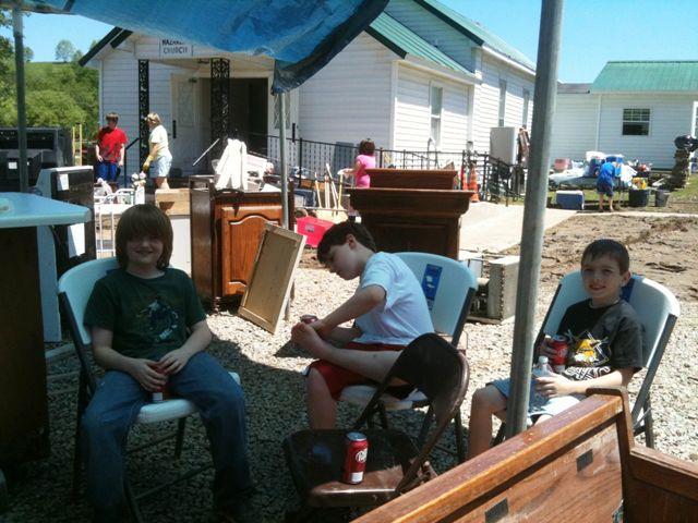 Here some of our boys take a break in the shade right before lunch.