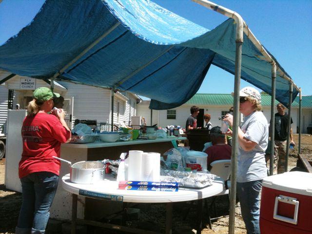 While catfish was on the menu Tuesday, various members of the community showed up with food for the workers throughout the week.